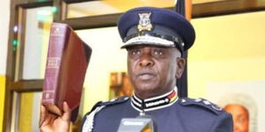 Deputy inspector general of the National Police Service Douglas Kanja takes the oath of office at the Supreme Court of Kenya grounds on April 13, 2023.