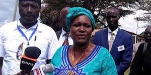 Christine Wambui Kenyatta speaking to the media in a past briefing.