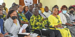 Deputy President William Ruto, Kirinyaga county governor Ann Waiguru and Kirinyaga Woman Rep. Wangu Ngirici attend church service 
