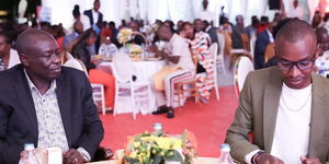 A photo of Deputy President Rigathi Gachagua (left) and vernacular artist Samidoh at Parklands Sports Club in Nairobi on November 30, 2023. 