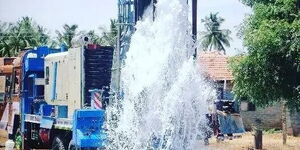 An image of borehole being drilled in Kenya