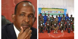 A photo collage of Defence Minister Aden Duale and The East Africa Standby Forces