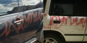 Some of the vehicles that were vandalised in Nairobi