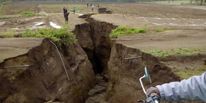 A crack that occurred along Suswa - Mai Mahiu Road due to geological activity in 2018
