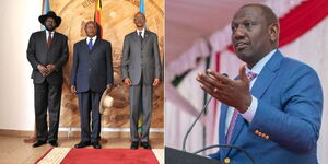 A photo collage of EAC Presidents. From left; Salva Kiir (South Sudan), Yoweri Museveni (Uganda), Reuben Kagame (Rwanda) and William Ruto (Kenya). 