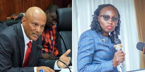 A photo collage EACC CEO Twalib Mbarak and LSK President Faith Odhiambo