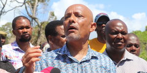 EACC CEO Twalib Mbarak speaking during the recovery of the Ksh1.2 billion Chale Island in Kwale County on October 9, 2023. 
