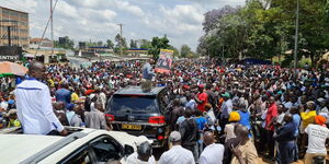 Former CS Rashid Echesa received by residents in Mumias, Kakamega County on October 23, 2020.