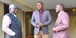 From left: President William Ruto, former Sports CS Rashid Echesa and UDA SG Senator Cleophas Malala at the DP's residence in Karen on Saturday, September 10, 2022.