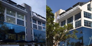 A collage image of the new United Democratic Alliance (UDA) headquarters along Ngong Road, Nairobi.