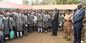 President William Ruto issuing the KCPE and KPSEA National Examinations at the Kikuyu Township Primary School, Kiambu County on October 30, 2023. 