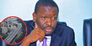 Nairobi Senator Edwin Sifuna and an insert of Nairobi Expressway