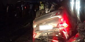 Scene of the accident where a matatu collided with a tractor on Eldoret-Turbo Road on Wednesday, November 23, 2022. 