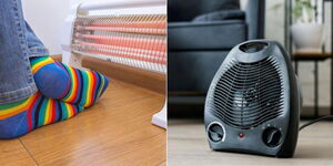 A photo collage of electric home heaters used during the cold season.