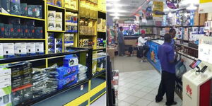 A photo collage of electronic shops in Kenya.