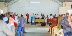 Worshippers at Kenya Methodist church in Embakasi in April 2020.