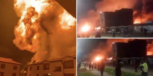 A photo collage of the explosion at Mradi area in Embakasi on February 1, 2024. 