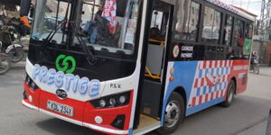 An electric bus owned by Embassava Sacco in Nairobi on May 19, 2023.