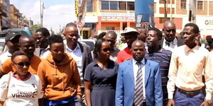 A screen grab of Embu teachers protesting the management of the Embu KUPPET offices