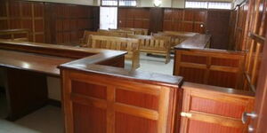 An empty courtroom.