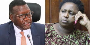 Energy Cabinet Secretary Davis Chirchir (left) and his Gender counterpart Aisha Jumwa