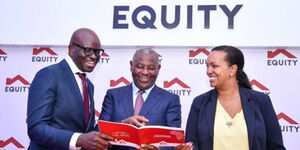 Equity Group Chief Finance Officer, Moses Nyabanda, Equity Group Managing Director and CEO, Dor. James Mwangi and Equity Group Chief Internal Auditor, Beth Kithinji, during the Q1 2024 Investor Briefing event