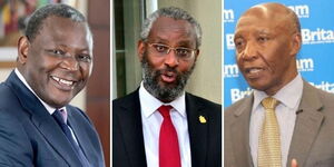 From left to right: Equity Bank CEO James Mwangi,  UoN VC Stephen Kiama, Britam boss Benson Wairegi