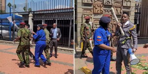 Comedian Eric Omondi arrested while protesting outside Parliament buildings on June 4, 2024