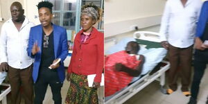 A photo collage of Eric Omondi and parents of boys who were shot during antigovernment protests.