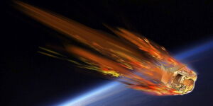 An artistic illustration of debris falling from space.