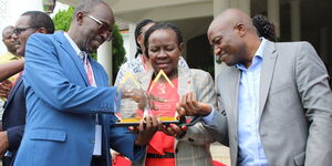 Principal Secretary, Dr Esther Muoria (centre) with TVET officials at a Nairobi hotel on May 2, 2023.