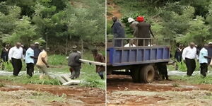 Fences being loaded into a lorry at the Kenya Animal Genetic Resources Centre (KAGRC) in Kabete, Kiambu County on October 27, 2023.