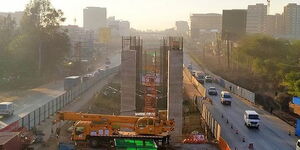 Construction of the elevated section of Nairobi Expressway along NextGen Mall, Nairobi 