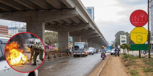 A photo collage of structures burnt below the Nairobi Expressway along the Westlands region.