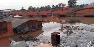 Warehouses and vehicles submerged in floods along Mombasa Road