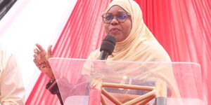 Kwale Governor Fatuma Achani during the official opening of the Digital Community Centre at Busho, Kwale County.