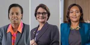 From left to right: EABL Group Managing Director and CEO, Jane Karuku, Diamond Trust Bank (DTB) Group CEO, Naseem Devji, and KenGen CEO, Rebecca Miano.