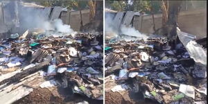 A fire burns down Migori County Assembly accounting offices on September 18, 2024
