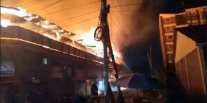 Fire burning houses in the Njuguini area of Athi River, Machakos County on Thursday, September 18, 2025.