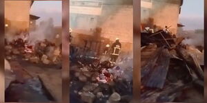 Screengrabs of the aftermath of Kitengela fire, October 3. 