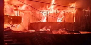 An inferno razing a house in Kibra Constituency, Nairobi on Monday, December 15, 2025.