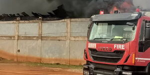 A fire engine in the fire incident in Makongeni