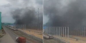 Billows of smoke from KRA offices at Kenya Ports Authority on Wednesday, August 23.