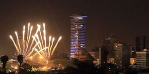 Fireworks at KICC Nairobi, Kenya.