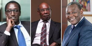 From left to right: Business moguls Bundotich Zedekiah Kiprop, Samuel Kamau Macharia and James Mwangi.