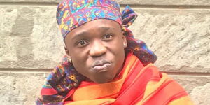 Comedian Flaqo dressed up as one of his characters Mama Otis