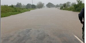 A photo of the Ukunda-Lunga Lunga Road experiencing floods. 
