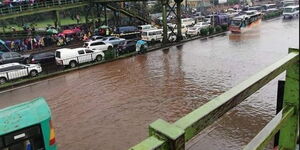 Floods along Thika Road after a downpour