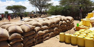 Food donations handed at a past  Harambee event in Kenya