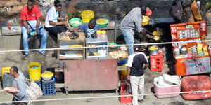 Vendors selling food along Nyerere Avenue in Mombasa on October 4, 2016. 